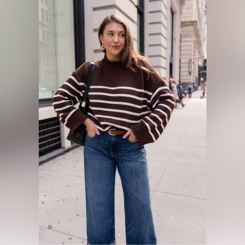 NWT J.Crew 2025 Rollneck Sweater Brown & Ivory - Picture 6 of 12